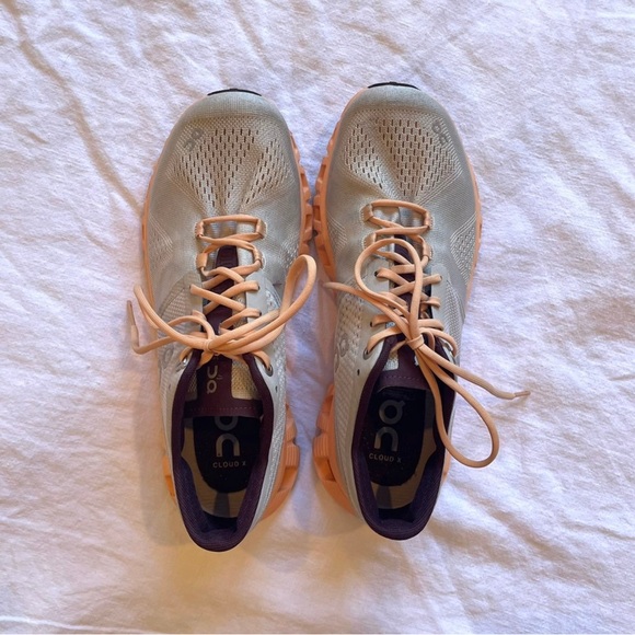 On Running Cloud X | Running Training Shoes in Silver Almond | Size 7 - Picture 7 of 12